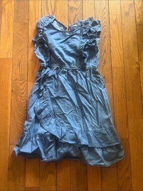 wonder nation Light Blue Denim-Look Ruffle Dress